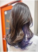 【アッシュブラウン×インナーパープル】 池袋美容室
