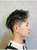 ホワイトメッシュハイライトスパイラルパーマツイストパーマ