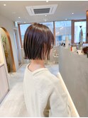 ホワイトグレージュミニウルフデジタルパーマチェリーブラウン