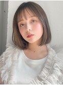 美髪アプリコットオレンジ内巻きストレートa