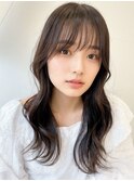 セミロング　ナチュラルレイヤー　2way前髪×透明感ベージュ