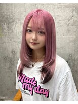 オルズ 渋谷(ALLZ)&nbsp;エンドカラーレイヤーピンク×ブラック/ケアブリーチハイトーン