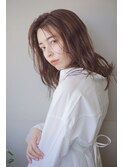 イメチェン小顔前髪外ニュアンスミディ大人可愛いブラウン