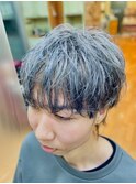 【透明感カラー】マッシュウルフ×シルバーカラー