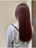 ハイトーンベリーピンク/韓国風/ストレートロング/髪質改善/艶髪