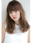 【Laf 岡本聡美】ミディアムウエーブ/ベージュカラー/ハイライト