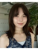外ハネボブショコラアッシュ前髪小顔カットモテ髪