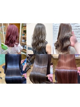 ツヤ感と透明感のあるカラーで、トレンド感も抜け感も楽しめる仕上がりに。