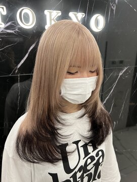 ラピス 渋谷本店(Lapis) エンドカラー/レイヤーカット/ミルクティーベージュ/髪質改善