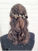 ハーフアップ/パーティーヘアセット/巻き髪/ヘアアレンジ/渋谷