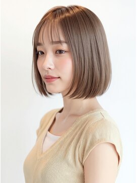 カバーヘア ブリス 志木南口駅前店(COVER HAIR bliss) 丸みショートボブ/ミルクティーベージュハイトーンカラーp志木