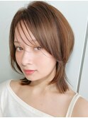 ミルクブラウン×ミディアムくびれ顔まわりレイヤー &nbsp;AS-10