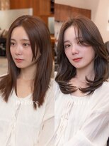 ヴィヴィッド オモテサンドウ(ViViD omotesando)&nbsp;【仕事中も可愛い】前髪なしセミロングレイヤー/マロンブラウン