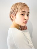 ショート/ペールベージュ/グラデーションカラー/ケアブリーチ