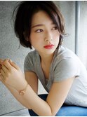 ショートヘア　大人ショート　前髪なし
