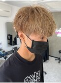 ダブルカラースパイラルパーマツイストパーマフェード短髪