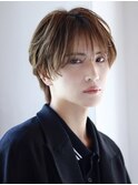 シースルーマッシュ韓国ヘアフェザーパーマセンターパート