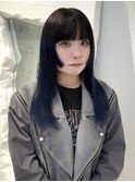 地毛伸ばし×ネイビーカラー
