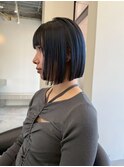 顎下ボブ/切りっぱなしボブ/ストレートボブ/黒髪ボブ/前髪あり