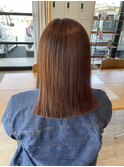 切りっぱなしミディアム×髪質改善水素カラー