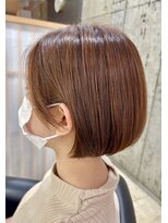 ヘアヴェローチェ(hair-veloce) オレンジベージュのボブ