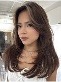 韓国ヘアーハッシュカットレイヤーカットハイライトカラー