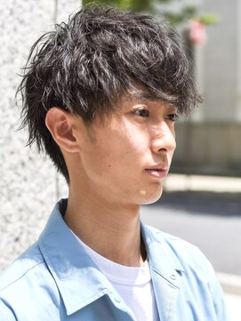 メリケンバーバーショップ コウベ(MERICAN BARBERSHOP KOBE) サイドグラデーション七三オールバックツイストパーマ