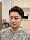 サイド2ブロック 襟足グラデーション刈上 右分けアップバンク