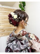 ロカット サロン(Roquat Salon)&nbsp;成人式着付けシニヨンニュアンス【ヘアアレンジ/立川/立川/袴】