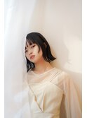 黒髪切りっぱなしボブ