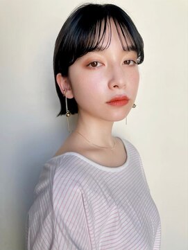 ガーデン タチカワ(garden tachikawa) ネイビーブルー×切りっぱなしボブ×シースルーバング