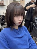 レイヤーボブ/顔まわりレイヤー/アッシュブラウン