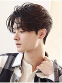フェザーパーマセンターパートニュアンスパーマ韓国マッシュ黒髪