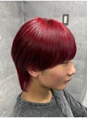 赤髪 メンズ ウルフ ブリーチ 渋谷