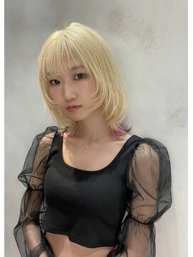 ディーン 名駅店(DEAN) ボブウルフ ホワイトブロンド エンドカラー 裾カラー 名古屋