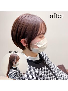 リュドール 栄(Rue D’or) サラツヤ髪まとまりナチュラルブラウン耳掛けショートカット