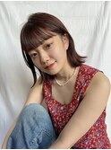 ぷつっとボブ×ピンクベージュ