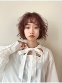 ボブ/パーマ/暖色カラー/くるくるパーマ