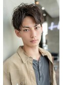 ツイストパーマ七三オールバックマッシュウルフスリークショート