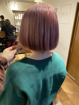 トリート 南行徳本店(TREAT) シルキーピンク×ぱつっとボブ /南行徳