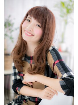 ミック ヘアアンドビューティー 大山店(miq  Hair&Beauty) ミルクティーピンクくせ毛風ランダムパーマ抜け感ロングc1