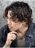 ハイライト/マッシュパーマ/ウルフ/アッシュブラック/波巻き