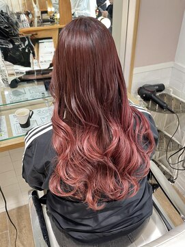 テトラ バイ ネオリーブ 横浜西口店(tetra by neolive) チェリーピンク　グラデーション　ケアブリーチ　暖色横浜★