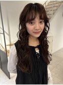 brown color × long perm