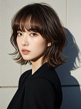 エイチ ウルフカット 大阪梅田(811) 外ハネボブ40代タッセルボブグラデーションカラーヘアカラー