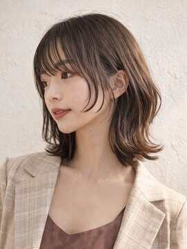 ヘアーアンドメイクサワ 佐久店(sawa) 韓国風くびれパーマレイヤースタイル顔周り小顔重めミディアム