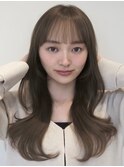 顔周りレイヤーカットくびれヘアミルクティーベージュカラー韓国