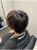 大人女性の丸みショート×ナチュラルブラウン