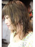 サイドポイントエクステ（アッシュピンク）ミディアムウェーブ
