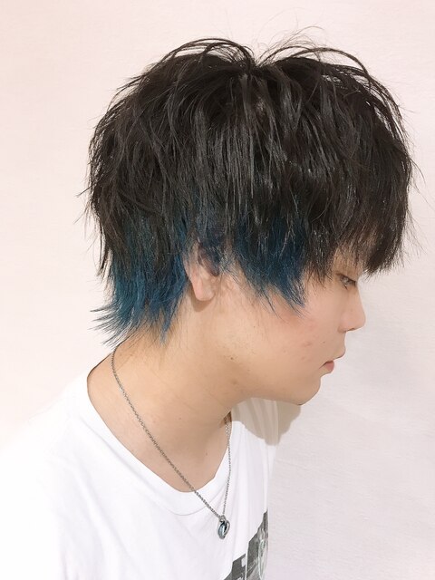 【Blue】#メンズ#裾カラー#ライトネビージュ